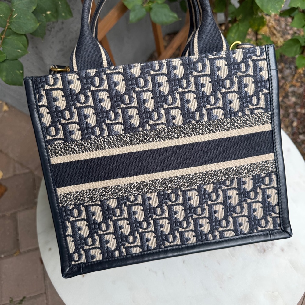 Christian Dior Oblique Embroidery and Calfskin Small Book Tote - Picture 5 of 15